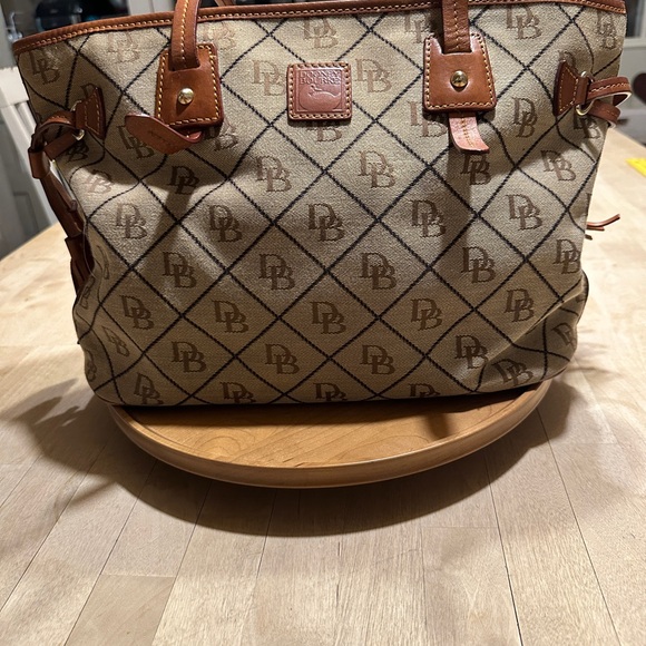 Dooney & Bourke Tan and Brown Tote with Diamond Pattern